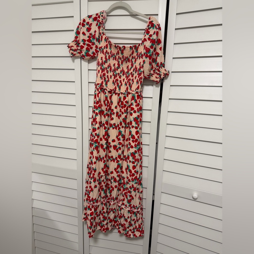 Betsey Johnson Strawberry Print Maxi Dress